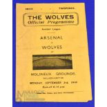 1945/46 Wolverhampton Wanderers v Arsenal football league (south), 4 page, 3 September 1945 match