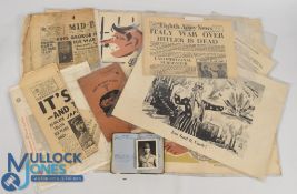 WWII interesting group of ephemera including a rare copy of the Eighth Army News for May 3rd 1945