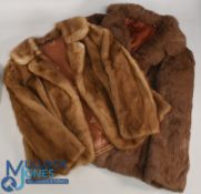 2x Period Ladies short Fur Coats, both look like rabbit fur - a Taube collection London size 10