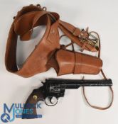 Replica Sussex Armoury Revolver Together with a Brown Leather Holster and Gun Belt