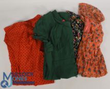 Ladies Vintage Clothing green dress by Mona's Boutique size 20, black floral summer dress, orange