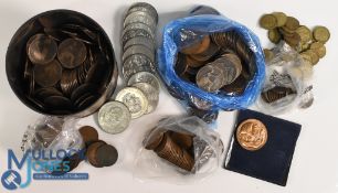 Selection of British Coins to include Pennies, Half Pennies, Brass 3d together with some modern