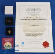 Hattons of London Bi-Metallic Gold Coin. 2022 St George and the Dragon One-Eight Sovereign 22k Proof