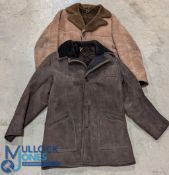 2x Vintage Men's Sheepskin Jackets, both darker brown colour with makers of Morlands #38” with a