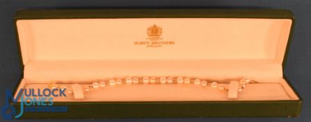 Ladies Pearl Bracelet 26 Pearls having 14ct ball between each pearl with a 14ct clasp in original