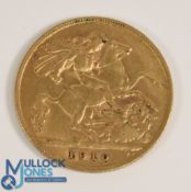 1910 King Edward VII Gold Half Sovereign Coin 22ct gold (4g)
