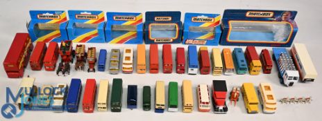 Matchbox Lesny Diecast Models, buses, coaches and commercial vehicles, most loose with a few boxes