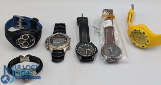 Selection of Men's Watches Rocks in a removeable yellow rubber strap, Fila Digital, Blue Harbour,