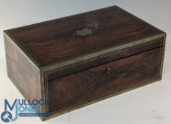 Victorian Mahogany brass mounted writing slope with fitted interior, and ink wells (not matching) 41