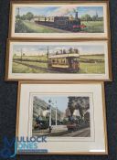 Railway & Tram Prints, three framed prints of GWR engines 5402 Halifax 4108 Gardenia leaving