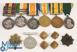 Boer War / WW1 Medals Set of 6 Medals to 2540 / 120000 Pte J Douggie Cheshire Regt / RAMC 4 Bar