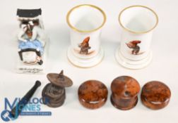 Selection of Collectables Wooden Japanese figure, Cheroot Holder, Pair of Royal Copenhagen Goblin