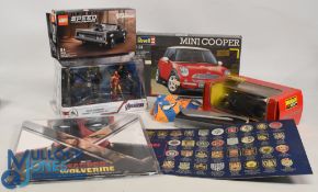 Selection of Various Toys to include Revell Mini Cooper model, Disney Deluxe Avengers Figurine