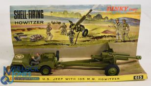 Vintage Dinky 615 US Jeep With 105 Mm Howitzer boxed Military Die Cast Model missing outer box and