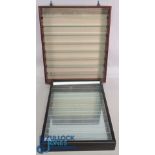 2x Collectors Display Cabinets, both with 7 glass shelves - a mirrored back cabinet size #43cm x 8cm