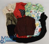 Ladies Vintage Clothing Viscose Summer dress off white with coloured flicks size 38, red polka dot