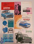 4x Vintage Austin Mini Morris Brochures Catalogues, a Mini Minor 1954 and 1959, the Austin Super