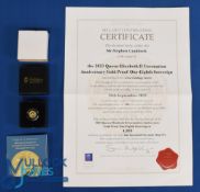 Hattons of London 22k Gold Coin. 2023 Queen Elizabeth II Coronation Anniversary One-Eight