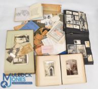 Ephemera Carton with a good selection of ephemera including two Victorian era photo albums with a