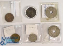 Collection of West Africa Coins consisting of 1936 2 shilling, 1939 / 1943 1 shilling, 1947 penny,