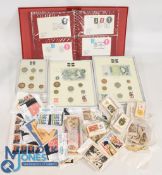 British Coinage and Stamps Framed British coin displays, Military FDC Cover collection in official