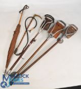 Selection of Shooting Sticks Three all with leather seats and metal frames together with Ladies