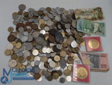 Mixed Selection of British and Foreign Coins to include Bank notes, AFL Super Bowl Medallions and