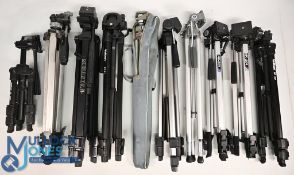 Camera Tripods to include various makes Velbon DF40 & EF51, HK 201, Miranda Pro Video and others (