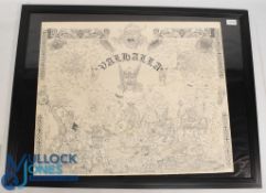 Hand Drawn Valhalla Illustration Signed Steve C 68 x 55cm together with another Drawing The South