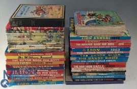 Carton of Vintage Children Books Annuals, to include Lion, Hotspur, Rupert, Beano, The girl from