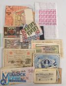 WW2 German Military Documents and Paperwork to consist of food vouchers, Hitler Stamps, Bank Notes