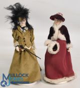 Coalport Porcelain Somerset Collection Amelia Doll in Burgandy Dress with fur trim together with