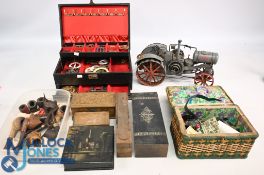 Mixed Collection of Collectables to include Reproduction Tinplate Tractor, selection of Ladies