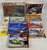 Various Plastic Model Kits to include Hasegawa Leopold German Gun, Model craft Fairey Swordfish,