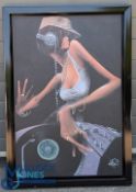 DJ Free Print by David Garibaldi, a large, framed art print in black frame - size #71cm x 102cm
