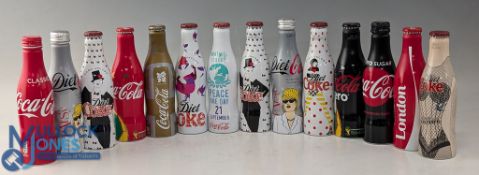 Coke Cola Collectors metal limited edition bottles, all aluminium bottles, 11 unused Coke Cola, Diet