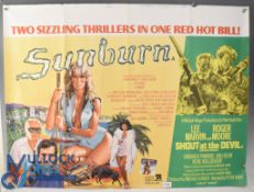 Film / Cinema Poster Sunburn / Shout at the Devil (1979) Film Poster Farrah Fawcett - UK Quad Lovely