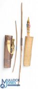 2x Vintage Yew Archery Bows, both unbranded 153cm and 93cm long with old quiver arrow cases, a