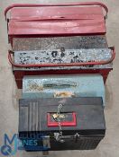 4x Toolboxes with contents, a good mixture of used spanners, screw drivers, pliers, hammer, tape