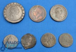 British Copper Coinage to consist of William III half penny 1695-1700 Date unreadable, George II