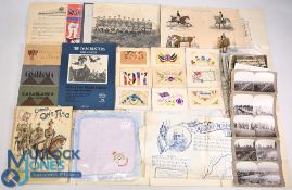 Box of Military Ephemera to contain postcards, Stereo cards, postcard booklets, Boer War booklet and