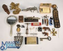 Selection of Collectables consisting of Table Cigarette box, table Lighter, Corkscrew, miniature