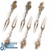 Tiffany & Co Strawberry Forks Set of 6 Sterling Silver 4 inch having two lines and twist motif