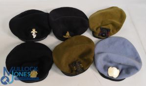 Selection of Military Berets featuring various Regiments: Royal Ordnance Corps, Prince of Wales,