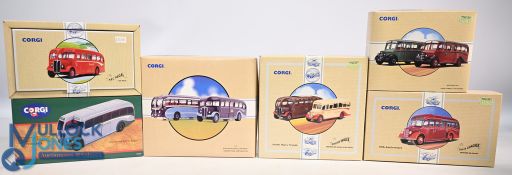 Corgi Coaches Die-Cast Models consisting of 97078 Bedford OB, 97105 Flex Coaches 70th, 97053