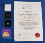 Hattons of London 22k Gold Coin. 2023 King Charles III Greatest Monarchs One-Eight Sovereign 22k