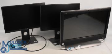 PC Monitors and Allin One Computer - featuring a HP Touchsmart PC 520 labelled Windows 7, Intel