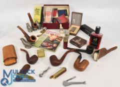 Collection of Dunhill Smoking Memorabilia to include 1989 Cased Lighter, Pewter Pipe Stands,