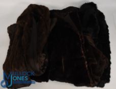 3x Ladies Fur Coats, a short modern size 12 jacket black fur, long period unbranded fur in fair