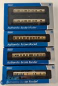 5x Dapol N Gauge Railway Train Set - Coaches, auto-coach GWR chocolate and cream, full brake, and